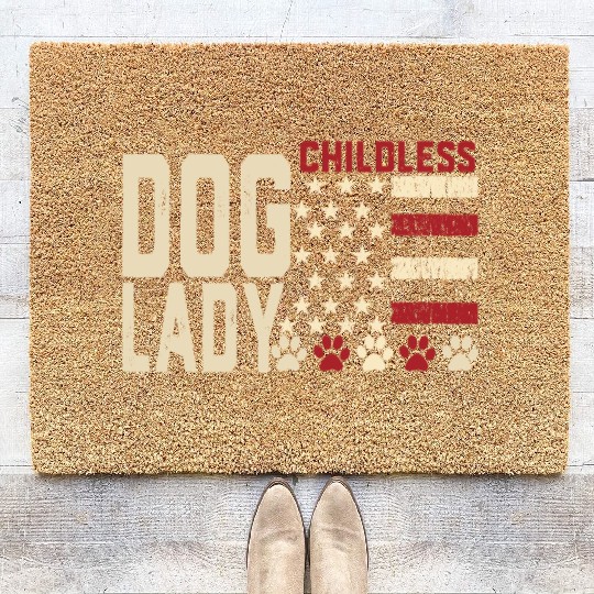 Childless Dog Lady Vote 2024 US Flag Democratic Coir Doormats