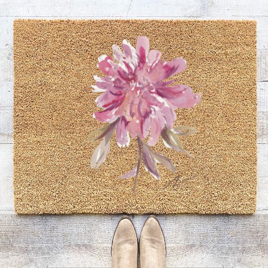 Peony loose watercolor hand-painted Coir Doormats