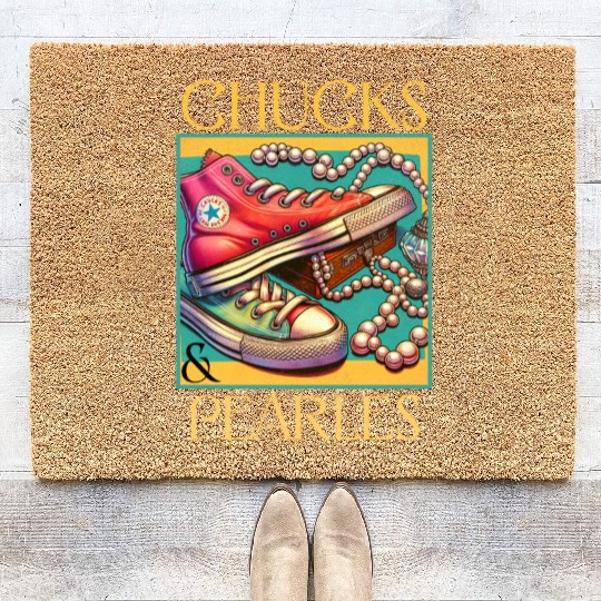 Chucks And Pearls I'M With Her Kamala Coir Doormats