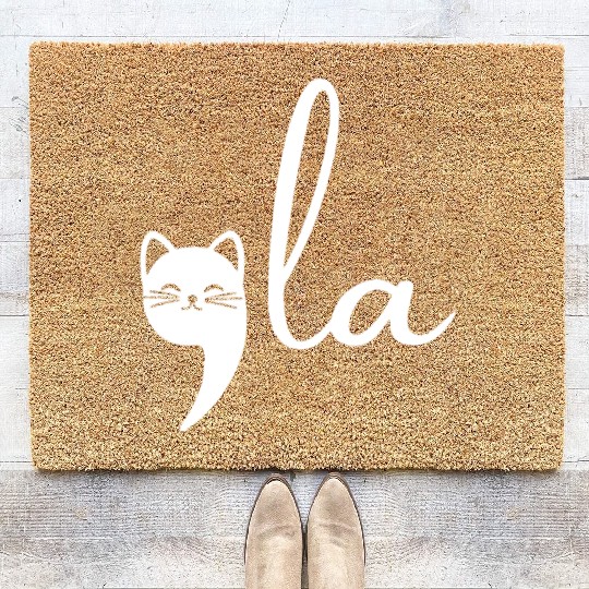 Cat Comma La Kamala Harris For President 2024 Coir Doormats