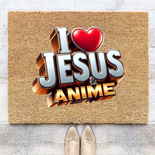 I Love Jesus & Anime Coir Doormats