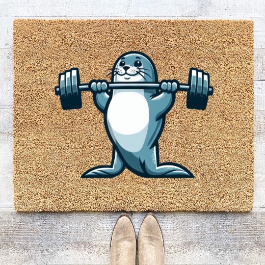Seal fitness workout gym barbells training Coir Doormats