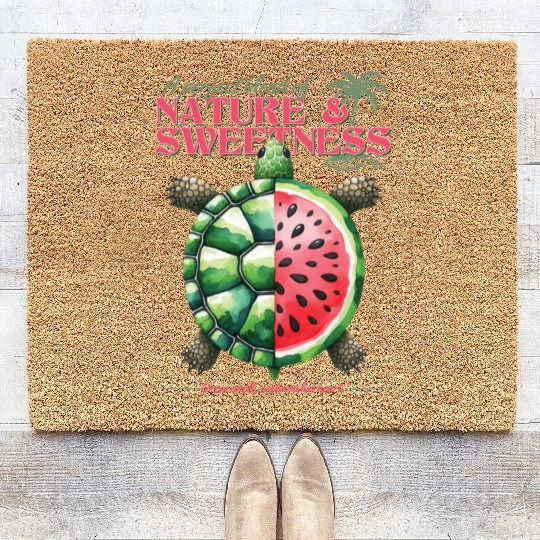 Watermelon Turtle Lover Funny Summer Design Coir Doormats