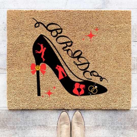Bride Wedding Engagement Honeymoon Classy Boho Coir Doormats