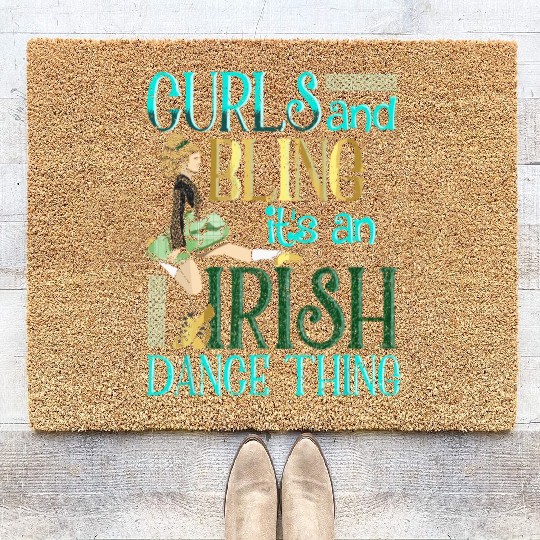 Curls And Bling Irish Dance Thing Dancer Girls Coir Doormats