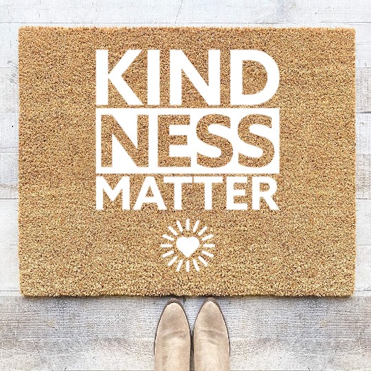 Kindness Matters Positive Message Heart Design Coir Doormats