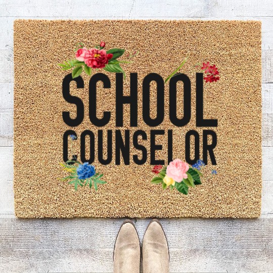 School Counselor Flower Floral Coir Doormats