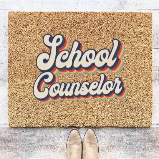 School Counselor Retro Vintage Coir Doormats