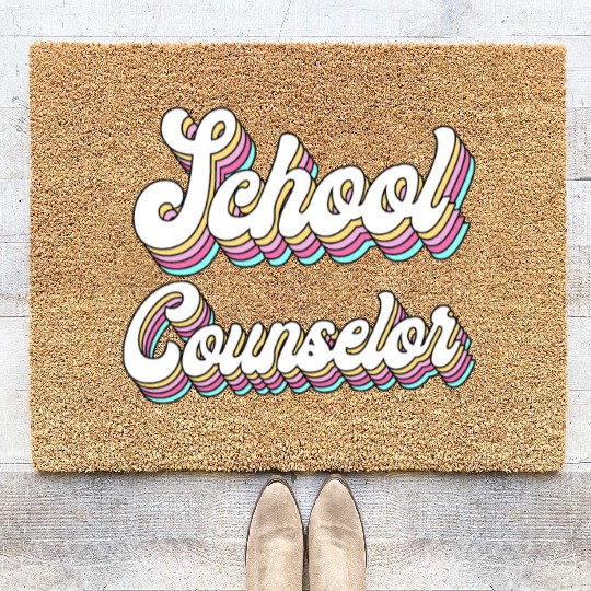 School Counselor Retro 80s 90s Coir Doormats