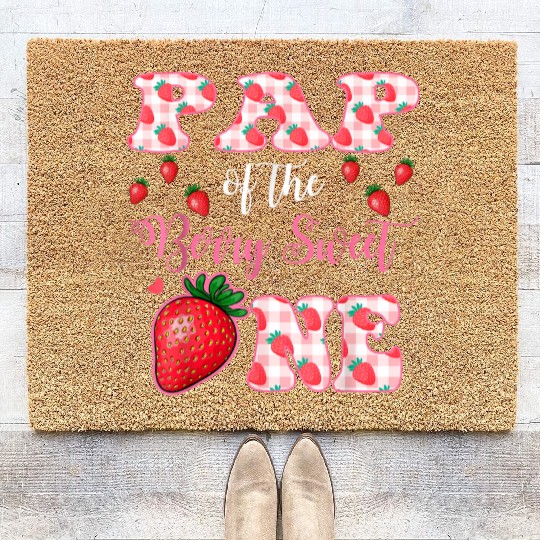 Pap Of The Berry Sweet One Strawberry First Birthd Coir Doormats
