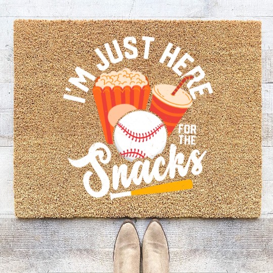 I'm Just Here For The Snacks Sport Fan Baseball Coir Doormats