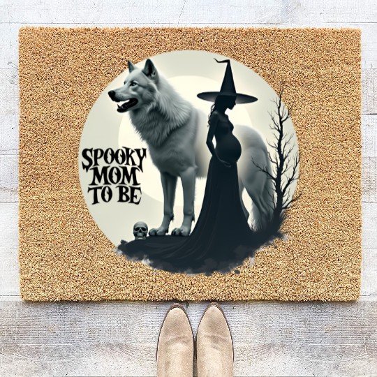 Spooky Mom To Be Baby Announcement Coir Doormats