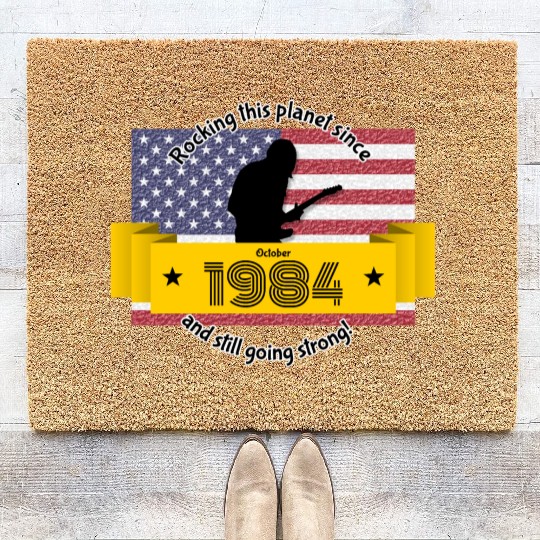 40th birthday Rocking this planet since 10/1984 Coir Doormats