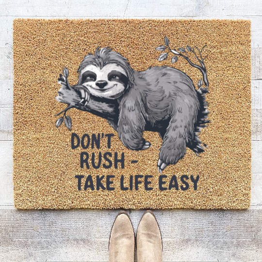 Relaxing Sloth - Take Life Easy Coir Doormats