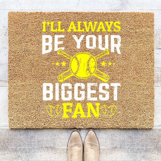 Always Be Your Fan Softball Mom Mommy Mother's Day Coir Doormats