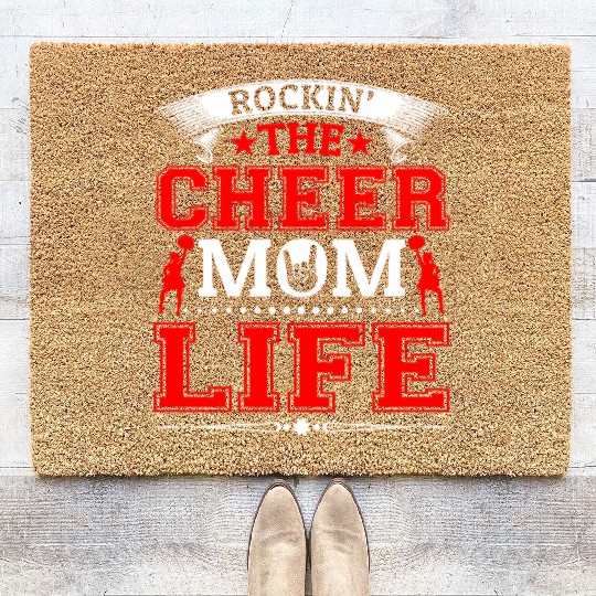 Rockin Cheer Mom Life Cheerleading Mother's Day Coir Doormats