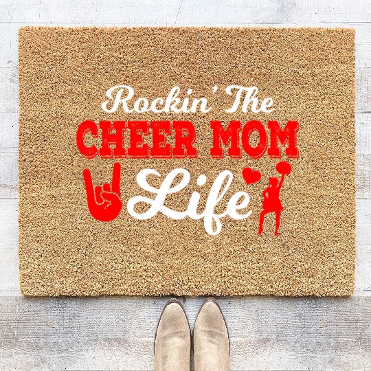 Rockin Cheer Mom Life Cheerleading Mother's Day Coir Doormats
