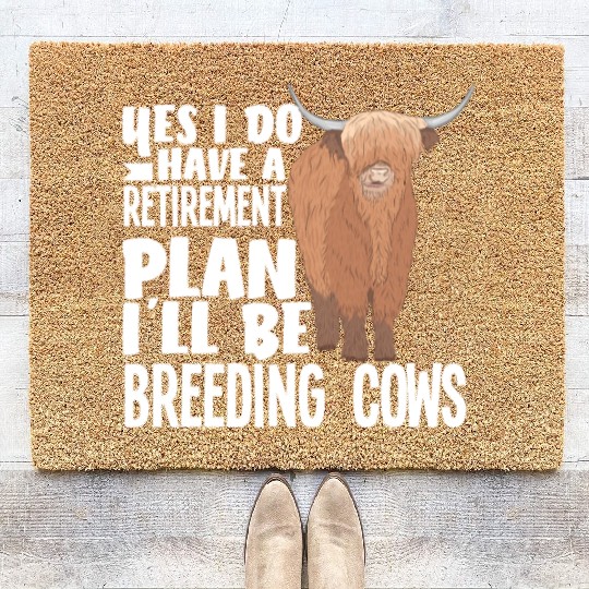 Highland Cow Breeding Pension Plan Coir Doormats