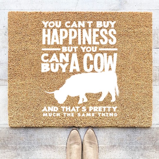 You Can't Buy Happiness But A Highland Cow Coir Doormats