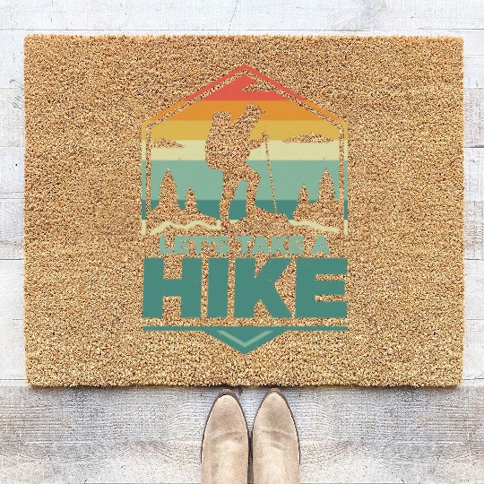 Let's Take A Hike Hiking Hiker Coir Doormats
