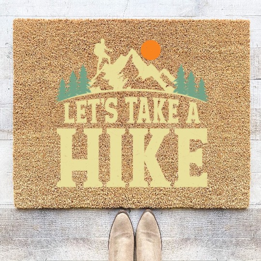 Let's Take A Hike Hiker Hiking Coir Doormats