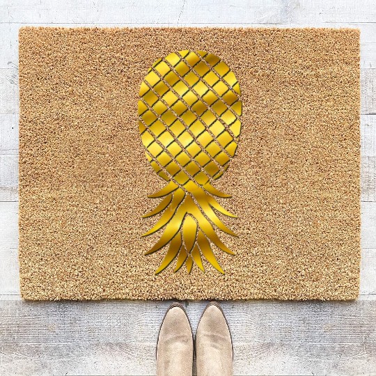 GOLD UPSIDE DOWN PINEAPPLE GREY SWEAT PANTS Coir Doormats
