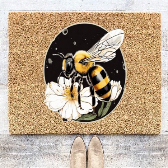 Bumble Bee on a Flower in a Bubble Coir Doormats