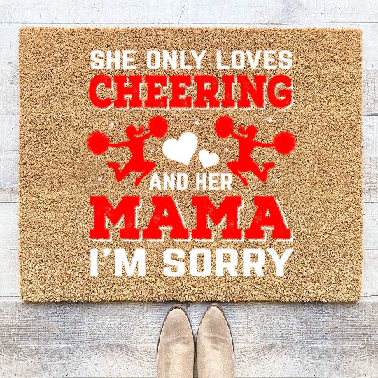 Loves Cheer Mom Cheerleading Mommy Mother's Da Coir Doormats