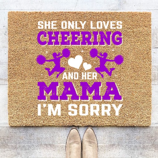 Loves Cheer Mom Cheerleading Mommy Mother's Da Coir Doormats