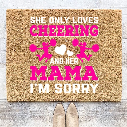 Loves Cheer Mom Cheerleading Mommy Mother's Da Coir Doormats