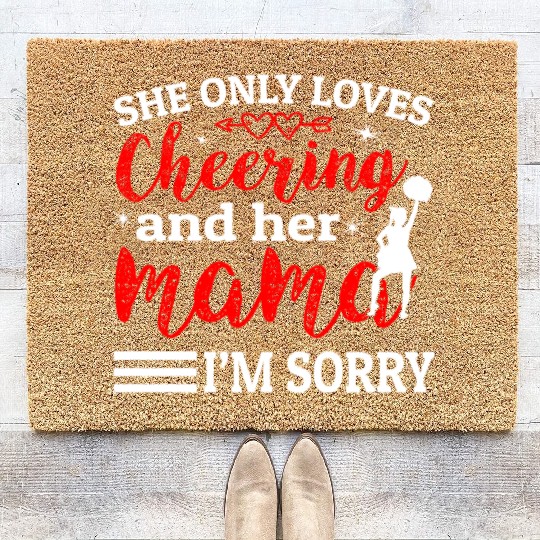 Loves Cheer Mom Cheerleading Mommy Mother's Da Coir Doormats