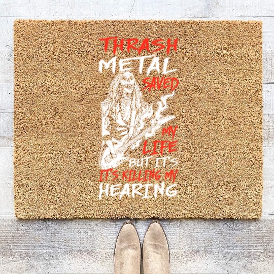 Metalhead Art for Trash Metal Fan Coir Doormats