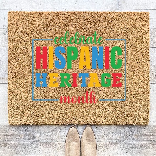 Hispanic heritage month colorful text image colorf Coir Doormats