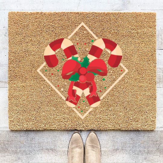 Candy Canes Christmas Coir Doormats - Holiday Christmas