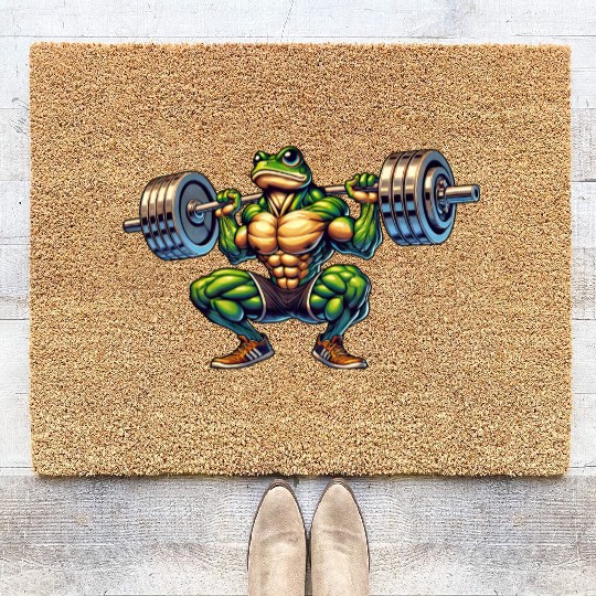 Frog Toad Fitness Barbell Gym Workout Training Coir Doormats