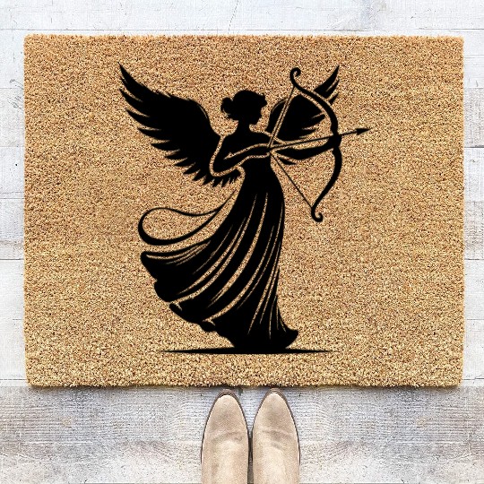 classic angel shooting her love arrows Coir Doormats