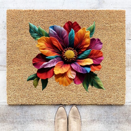 Spectrum Bloom - A Symphony of Floral Hues Coir Doormats