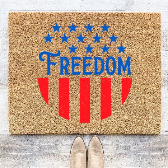 Patriotic Freedom Stars and Stripes Coir Doormats