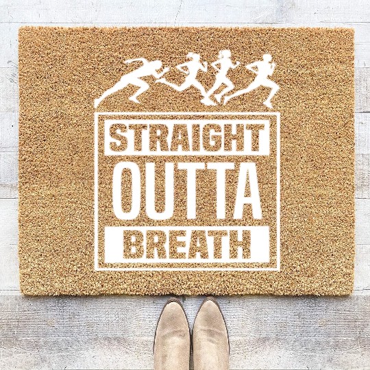 Funny Running Slogan - Straight Outta Breath Coir Doormats