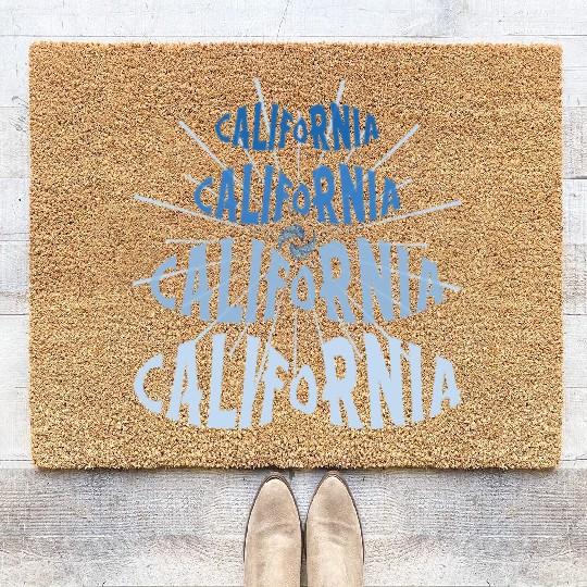 California West Coast Golden State Blue Graphic Coir Doormats