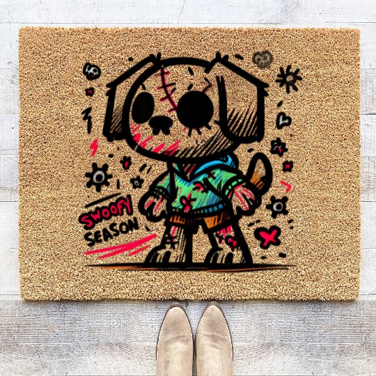 Spooky season zombie dog Coir Doormats