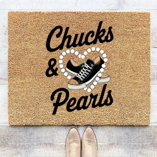 Chucks And Pearls 2024 I'M With Her Kamala 2024 Coir Doormats