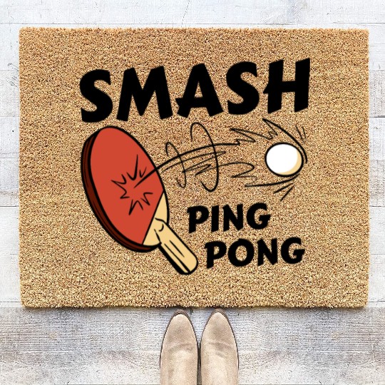 Ping Pong Paddle and Ball Smash Coir Doormats