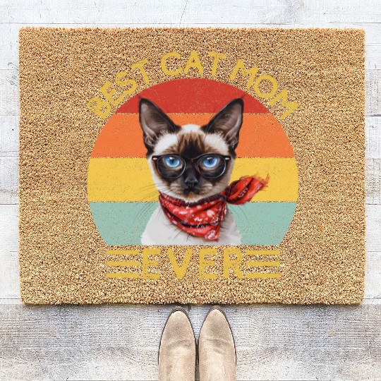 Best Cat Mom Ever Siamese Cat Lover Owner Cat Mama Coir Doormats