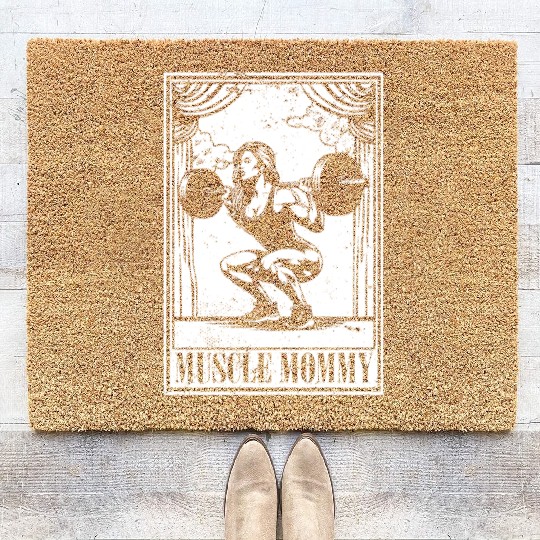 Tarot Cards Muscle Mommy Squatting Barbell Coir Doormats