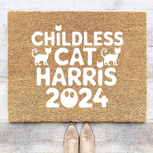 Childless Cat lady Kamala Harris Coir Doormats