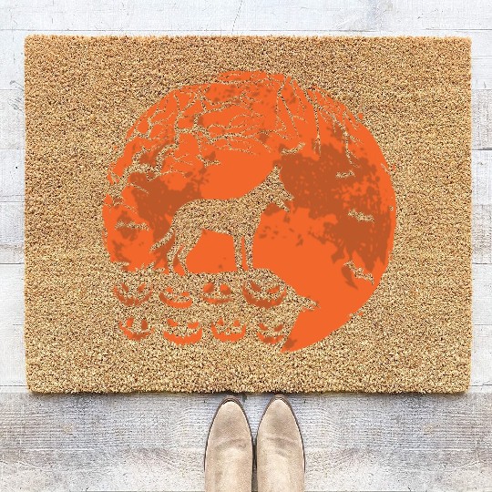 Belgian Malinois And Moon Halloween Dog Lover Gift Coir Doormats