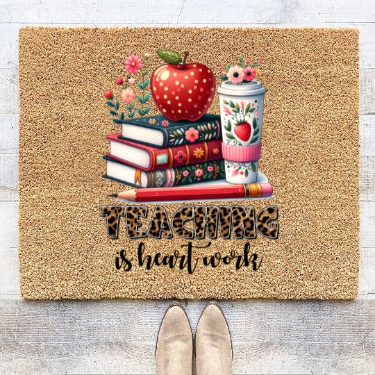 teaching is heart work Coir Doormats