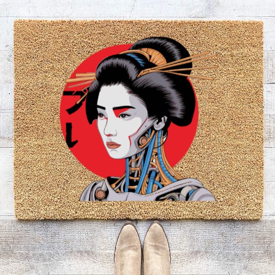 Cyberpunk Vaporwave Japanese Neon Street Art Coir Doormats