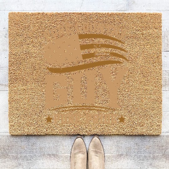 Small Town Us Flag Country Livin Boy Coir Doormats